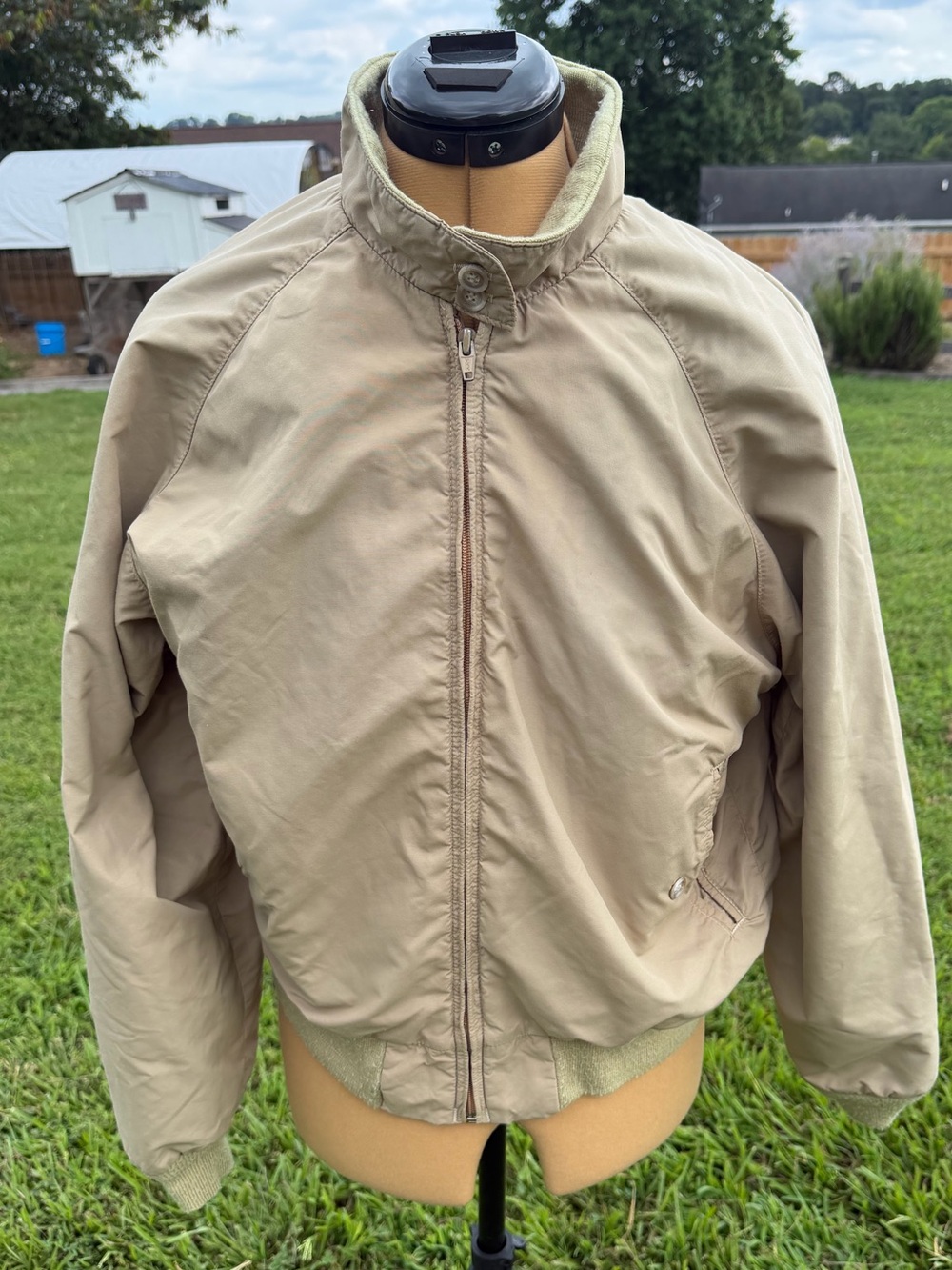 Vintage L.L. Bean bomber jacket plaid lining pockets made in USA 80s